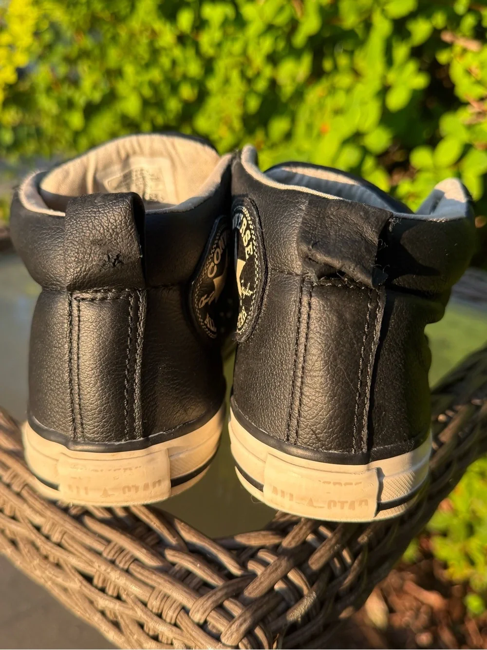 Converse Kids Black Leather All Star Mid-Top Sneakers - Slip In / No Tie - 4.5